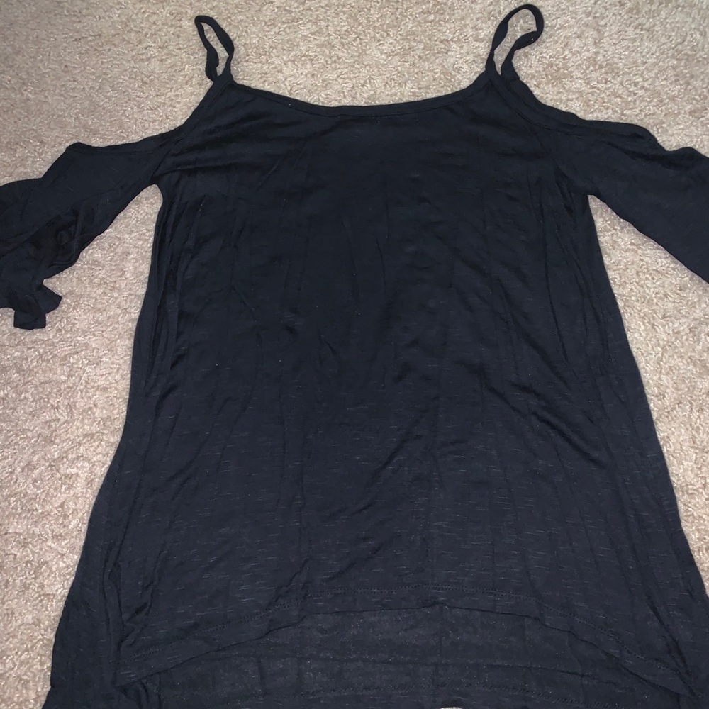 Black open shoulder shirt